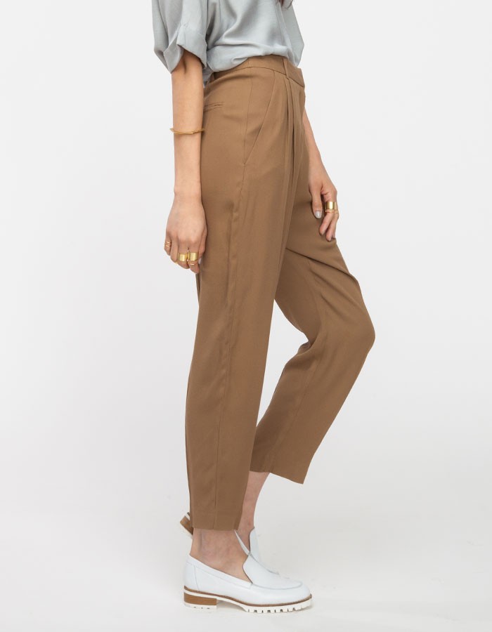 TOPSHOP Tailored Tapered Trousers in Camel (Brown) - Lyst