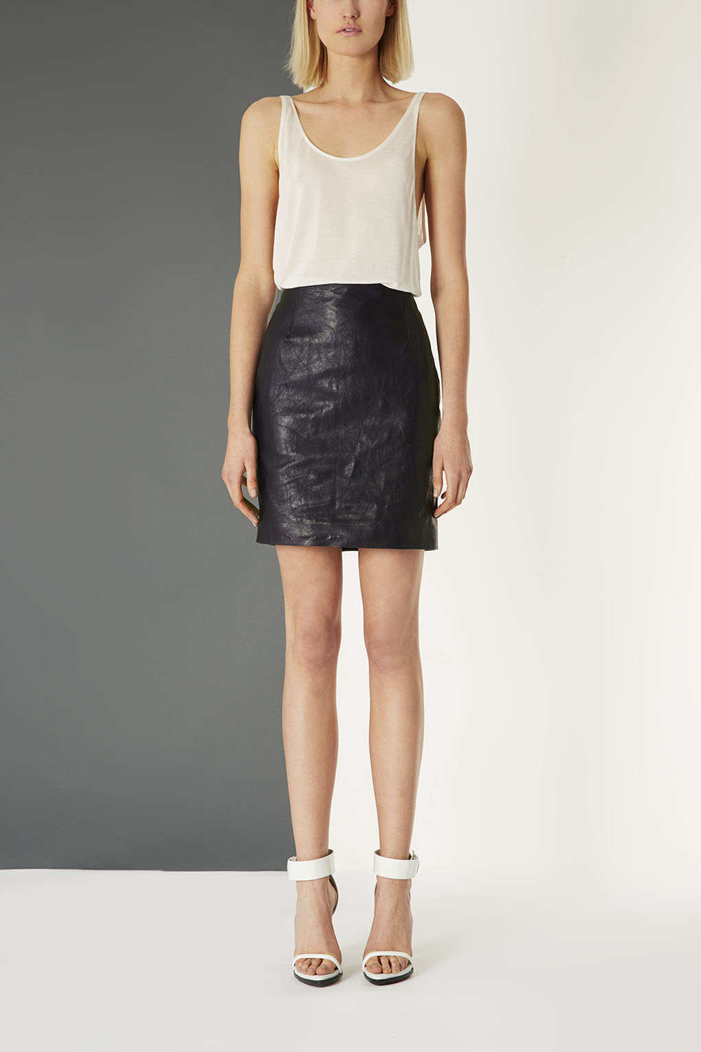 Lyst Leather Pencil Skirt By Boutique in Blue