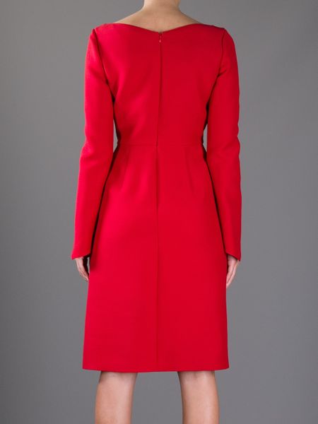 Valentino Fitted Dress in Red | Lyst