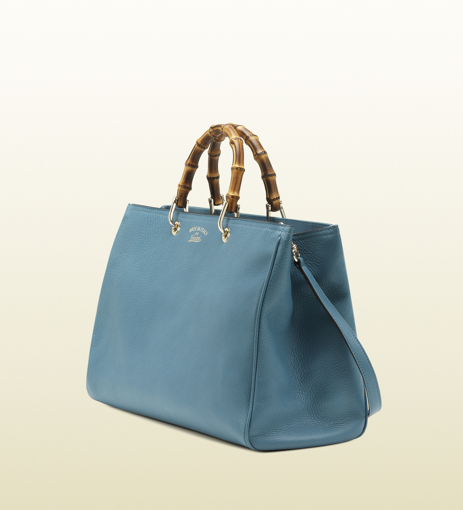 Gucci Bamboo Shopper Light Blue Leather Tote - Lyst