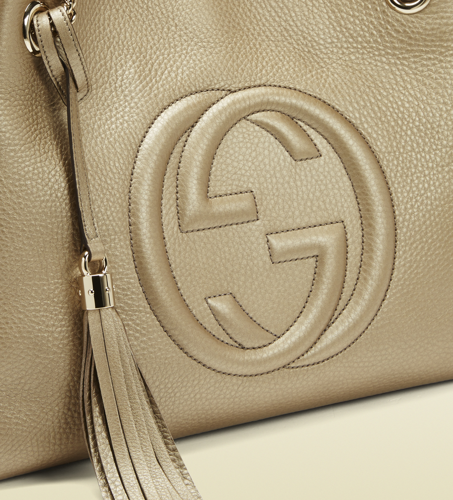 Gucci Soho Metallic Leather Shoulder Bag in Natural Lyst