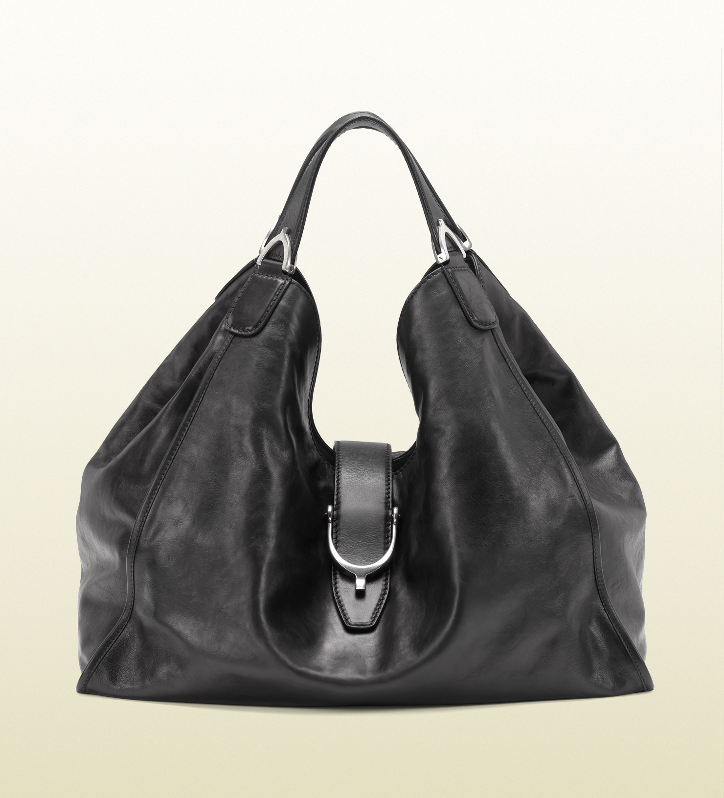 Lyst - Gucci Soft Stirrup Washed Leather Shoulder Bag in Black for Men