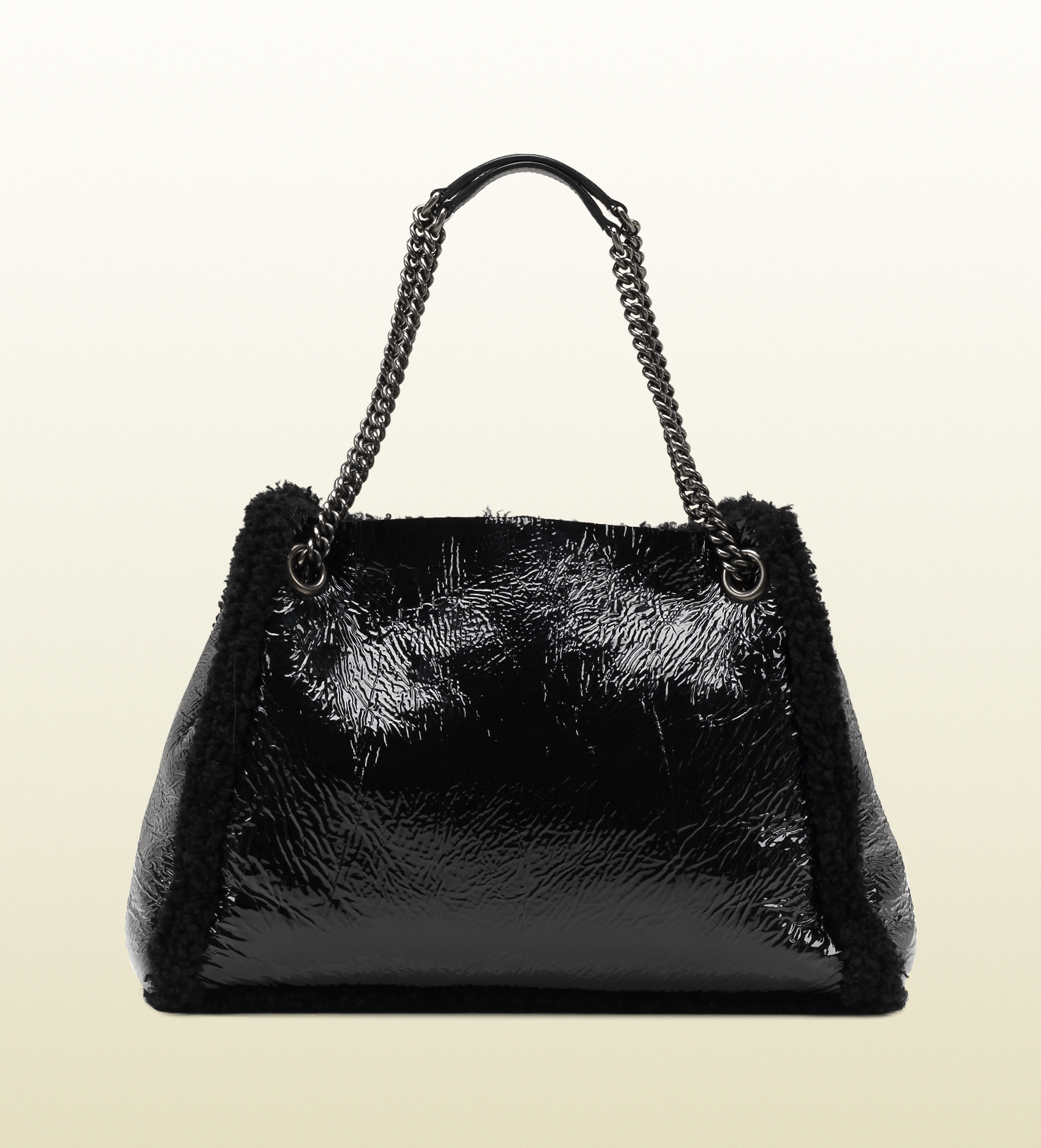 Gucci Soho Crushed Patent Leather Shoulder Bag in Black - Lyst