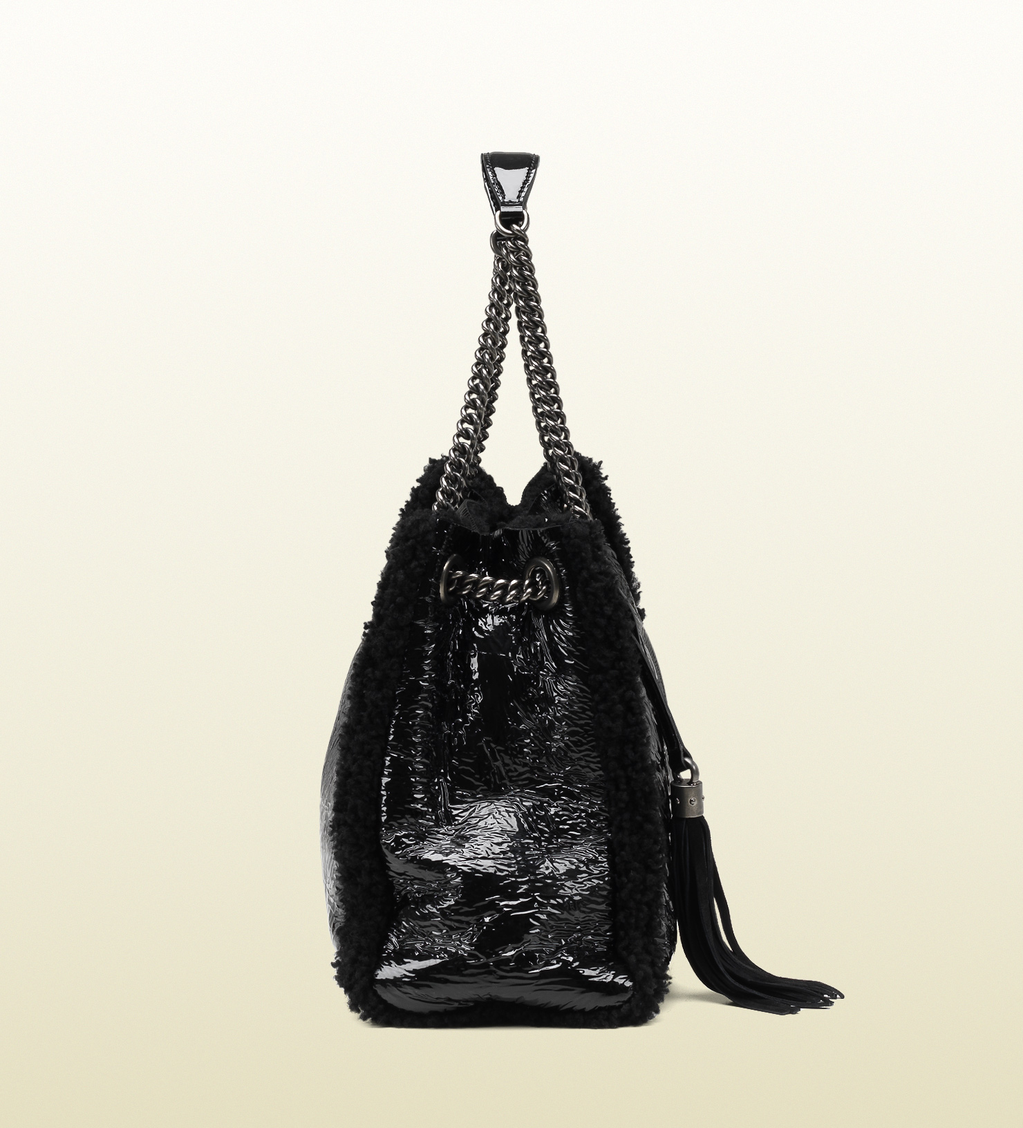 Gucci Soho Crushed Patent Leather Shoulder Bag in Black - Lyst