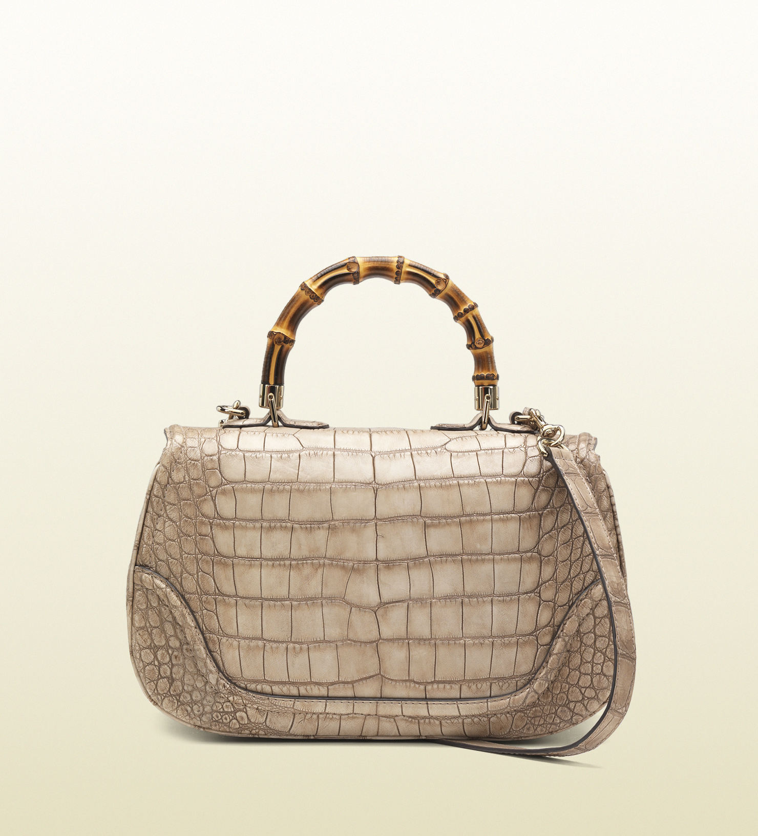 Lyst - Gucci New Bamboo Crocodile Top Handle Bag in Natural