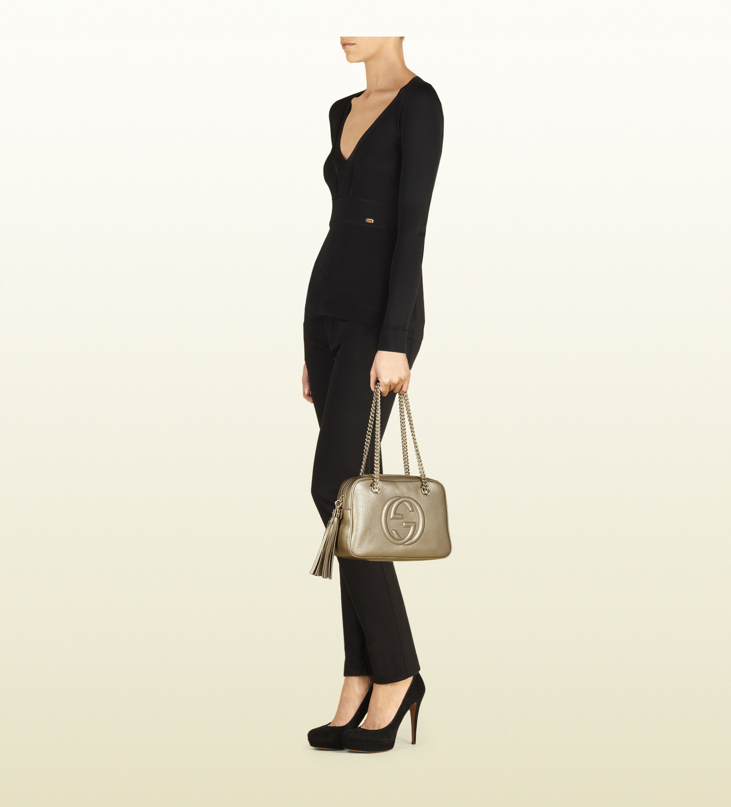 gucci soho double chain shoulder bag