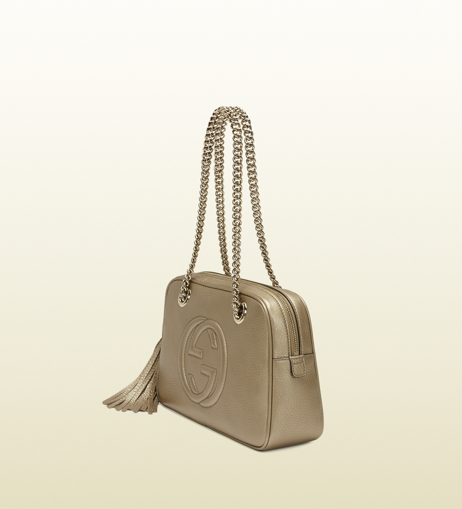 Gucci Soho Metallic Leather Chain Shoulder Bag in Beige (Natural) - Lyst