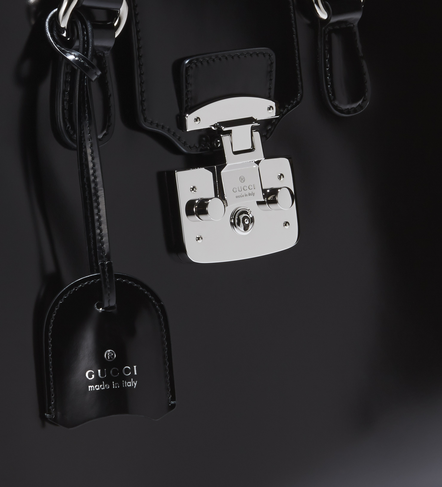 Gucci Lady Lock Leather Tote in Black Lyst