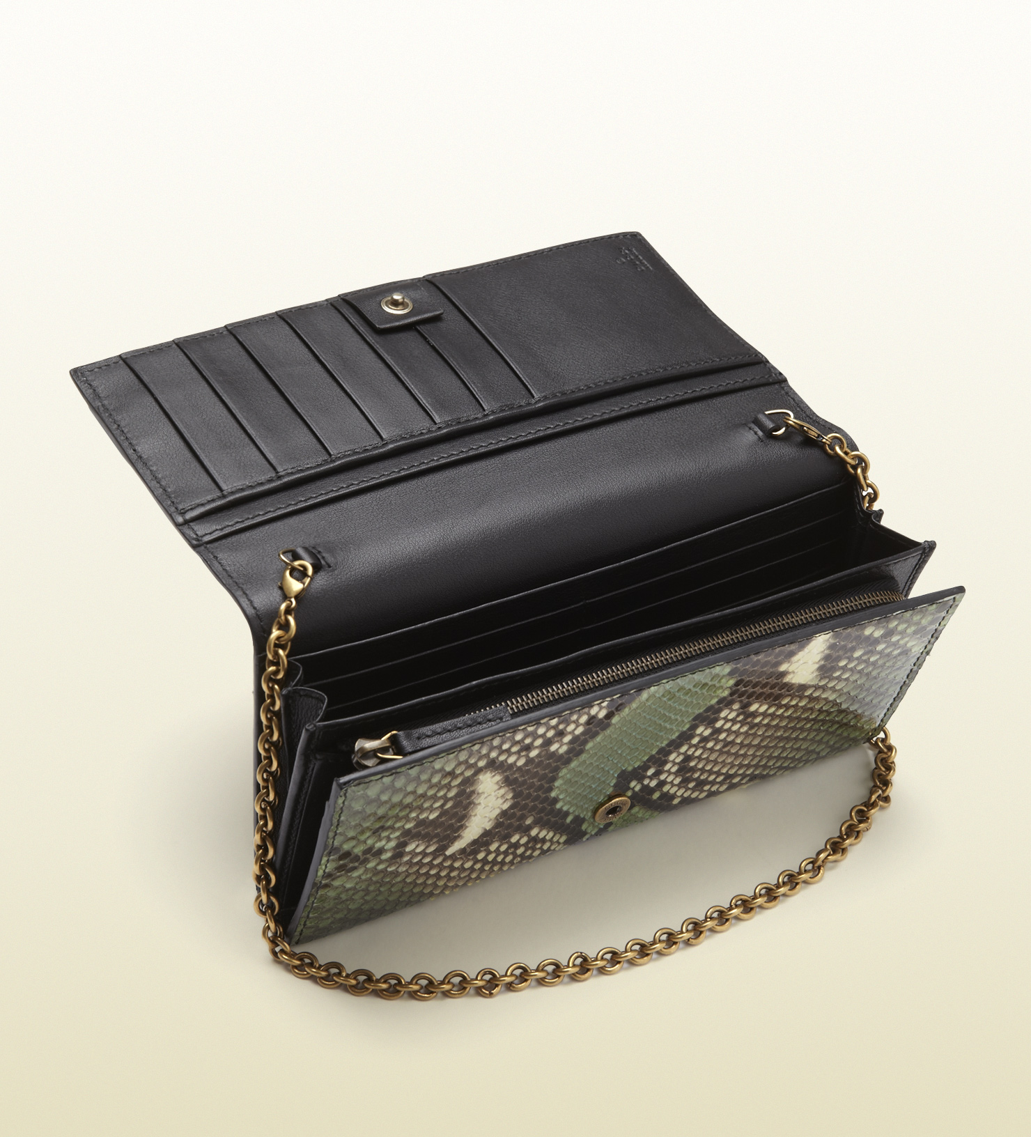 Gucci Jasmine Green Python Chain Wallet with Horsebit Detail - Lyst