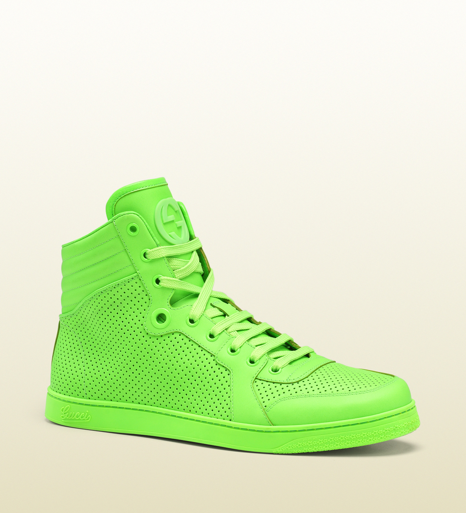 neon green gucci sandals