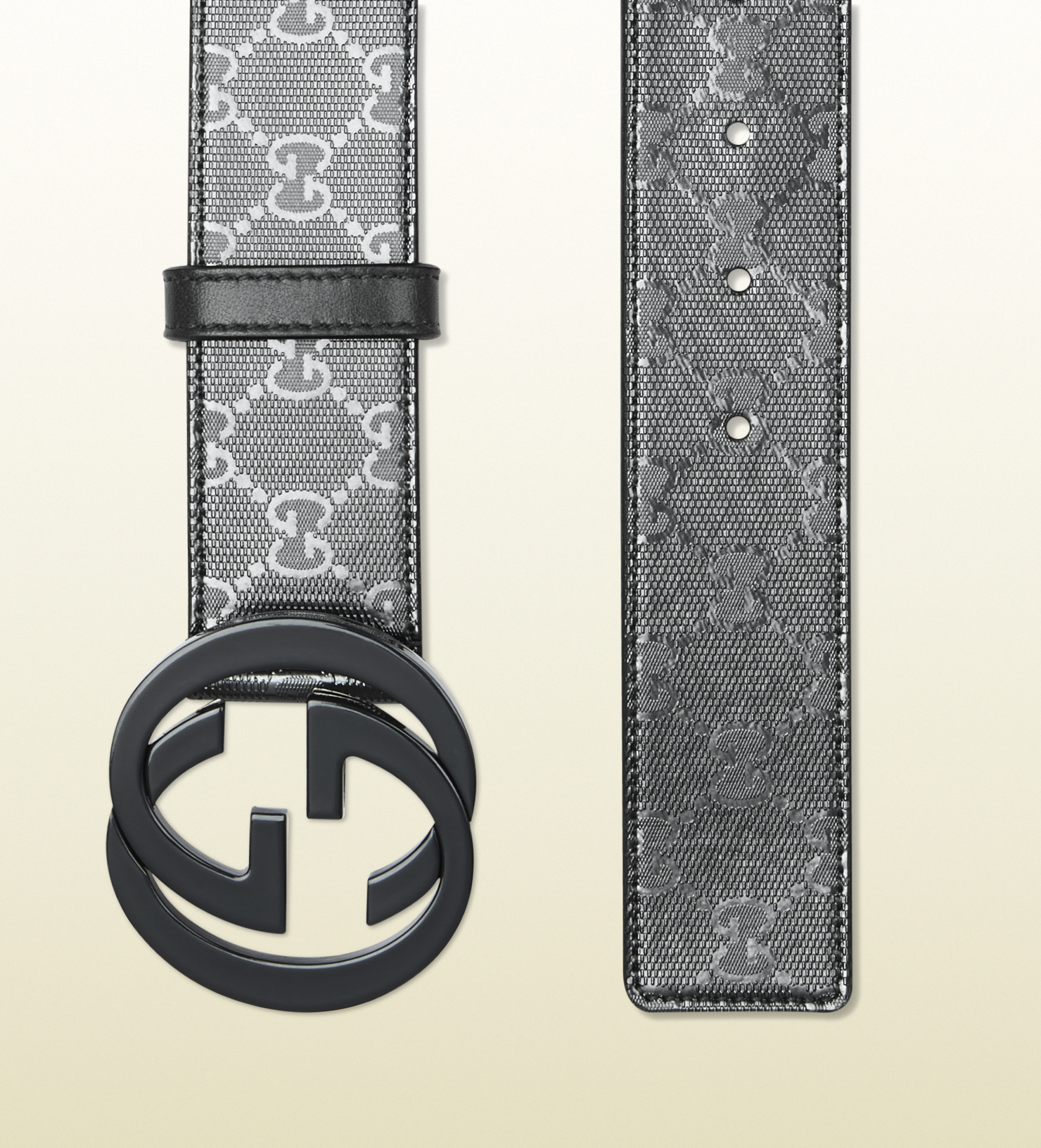 Gucci Gg Imprime Belt With Interlocking in Grey (Gray) - Lyst