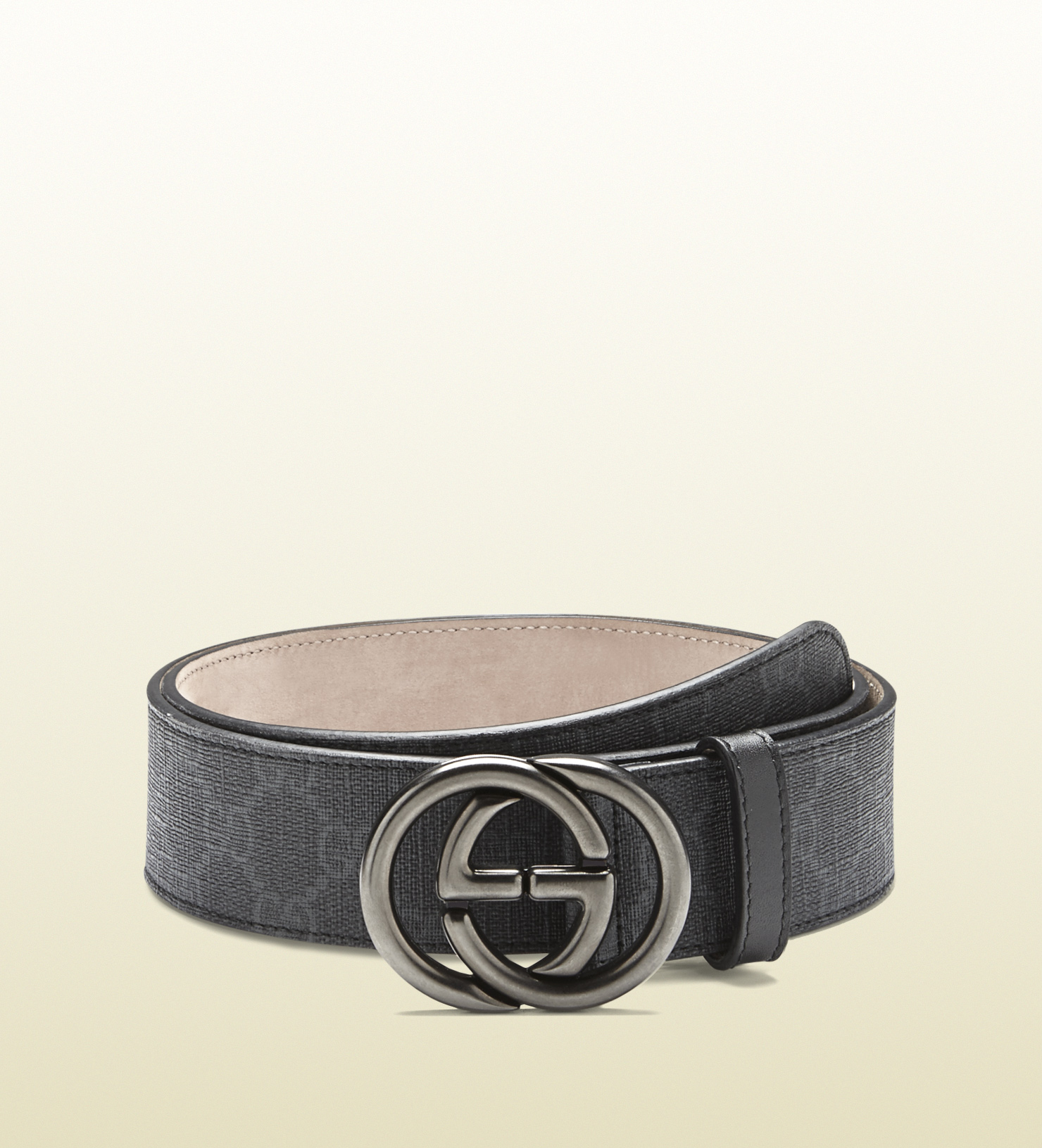 Gucci Gg Supreme Canvas Belt With Interlocking G Buckle in Grey (Black) for  Men - Lyst