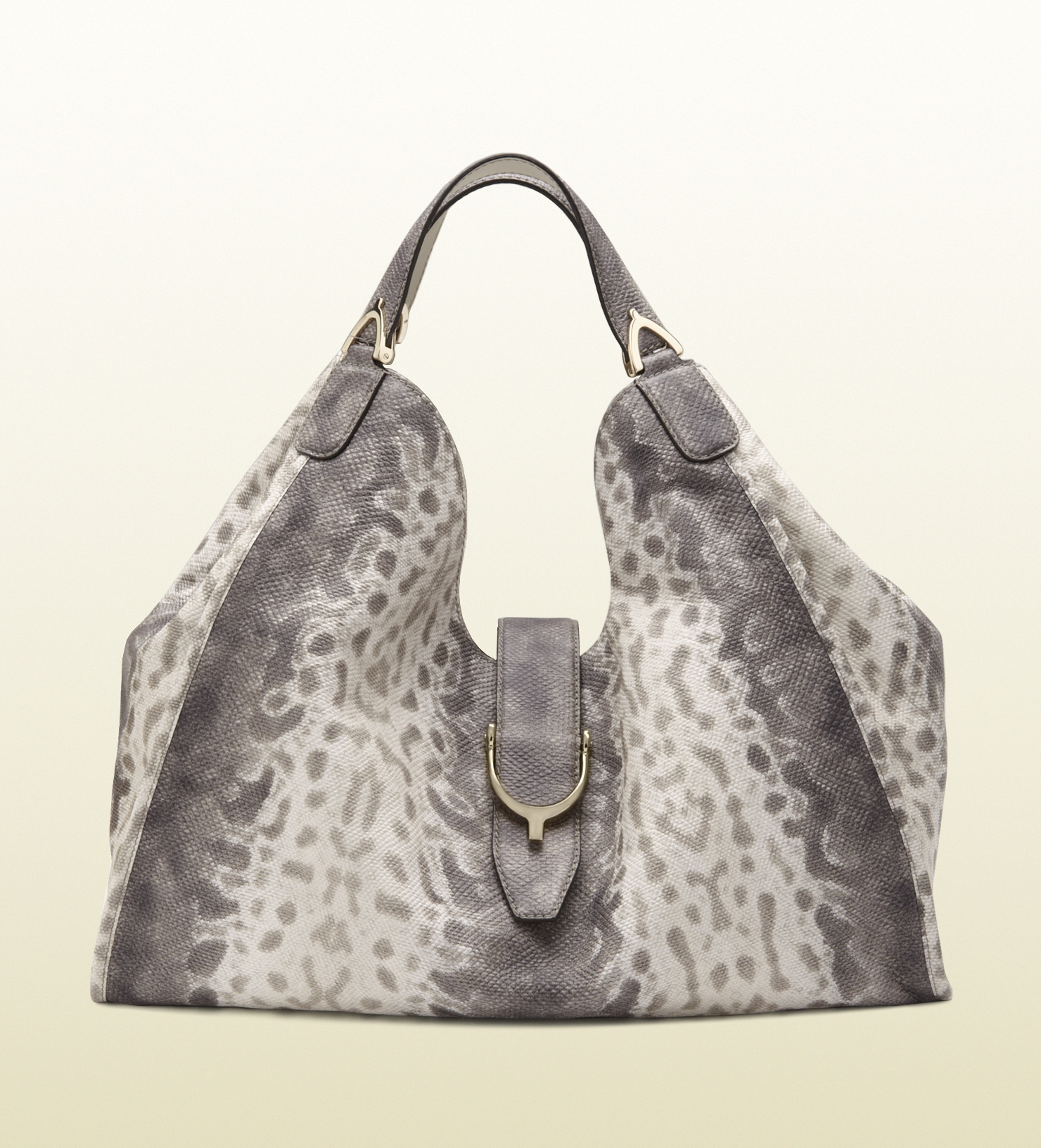 Gucci Soft Stirrup Grey Animalier Karung Printed Leather Shoulder Bag in Gray - Lyst
