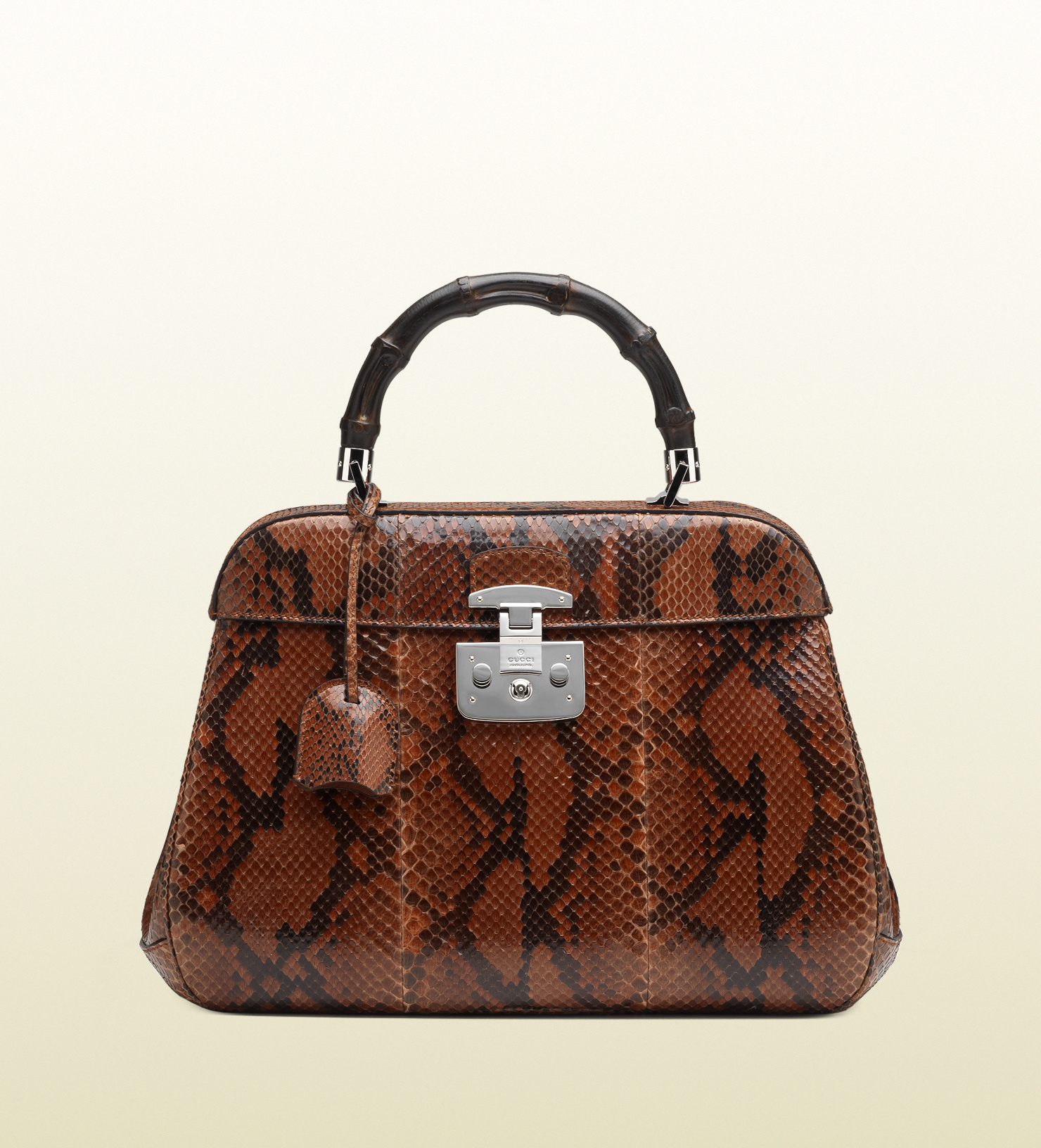 Lyst Gucci Lady Lock Python Top Handle Bag in Brown