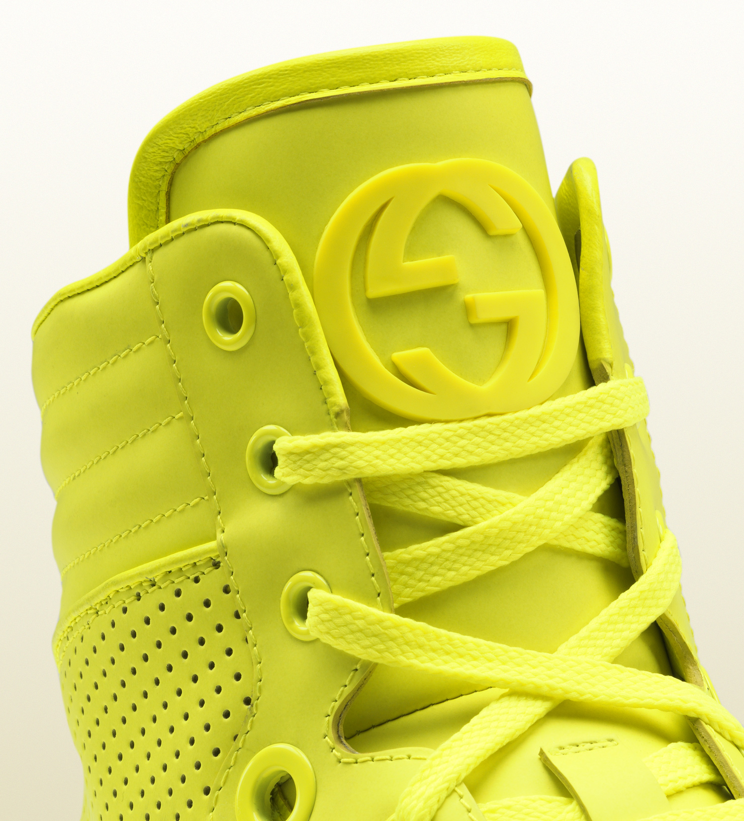 Gucci Neon Yellow Leather Hightop Sneaker for Men - Lyst