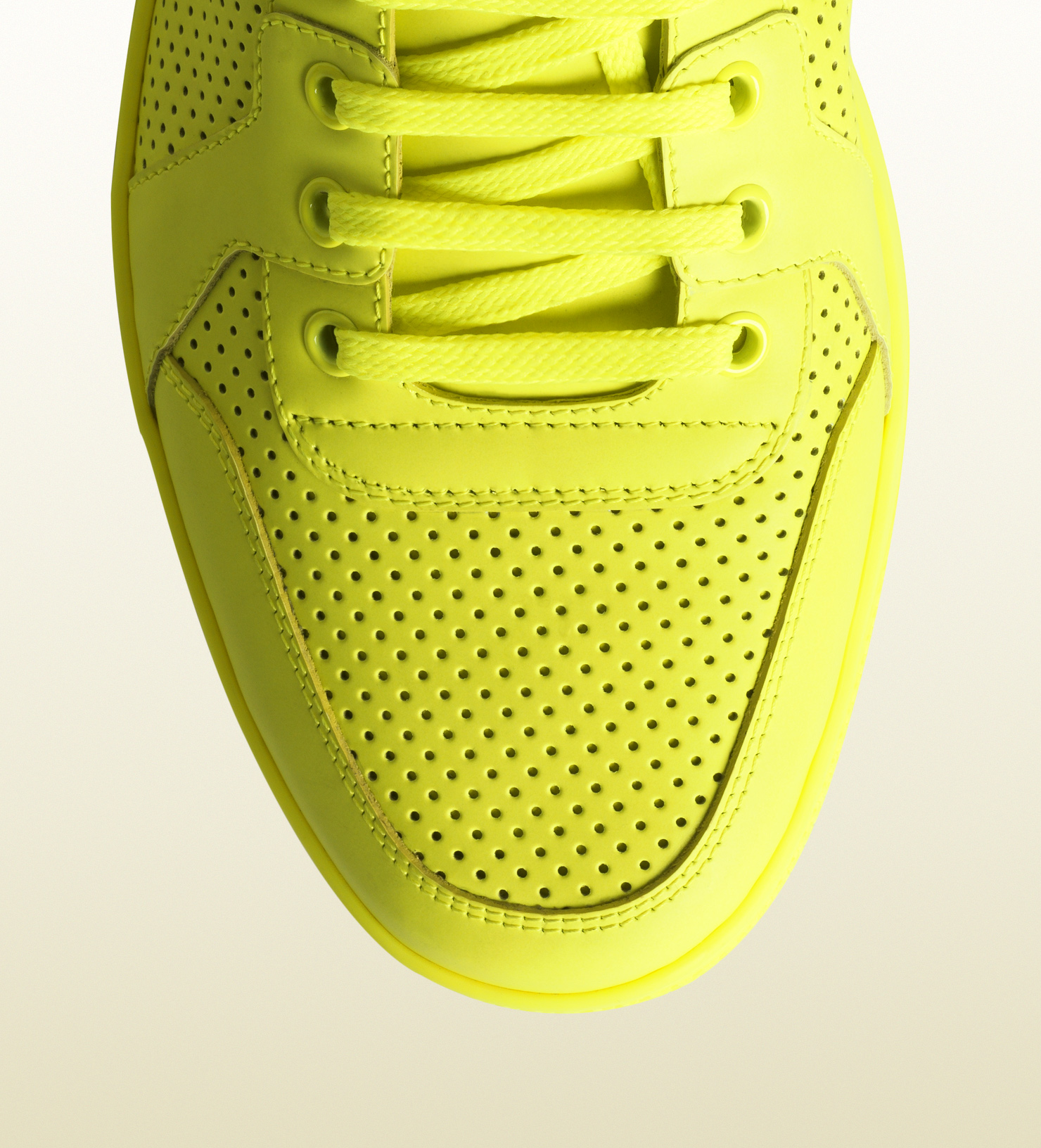 Lyst Gucci Neon Yellow Leather Hightop Sneaker in Yellow for Men