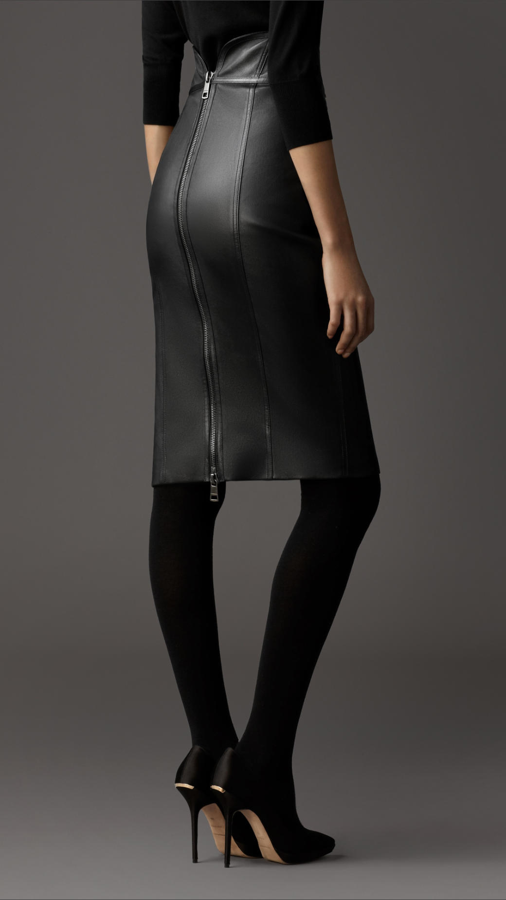 Burberry Leather Pencil Skirt in Black Lyst