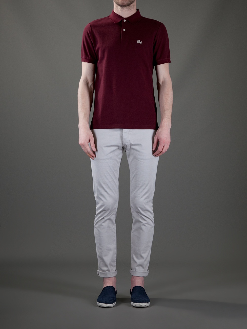 maroon burberry polo