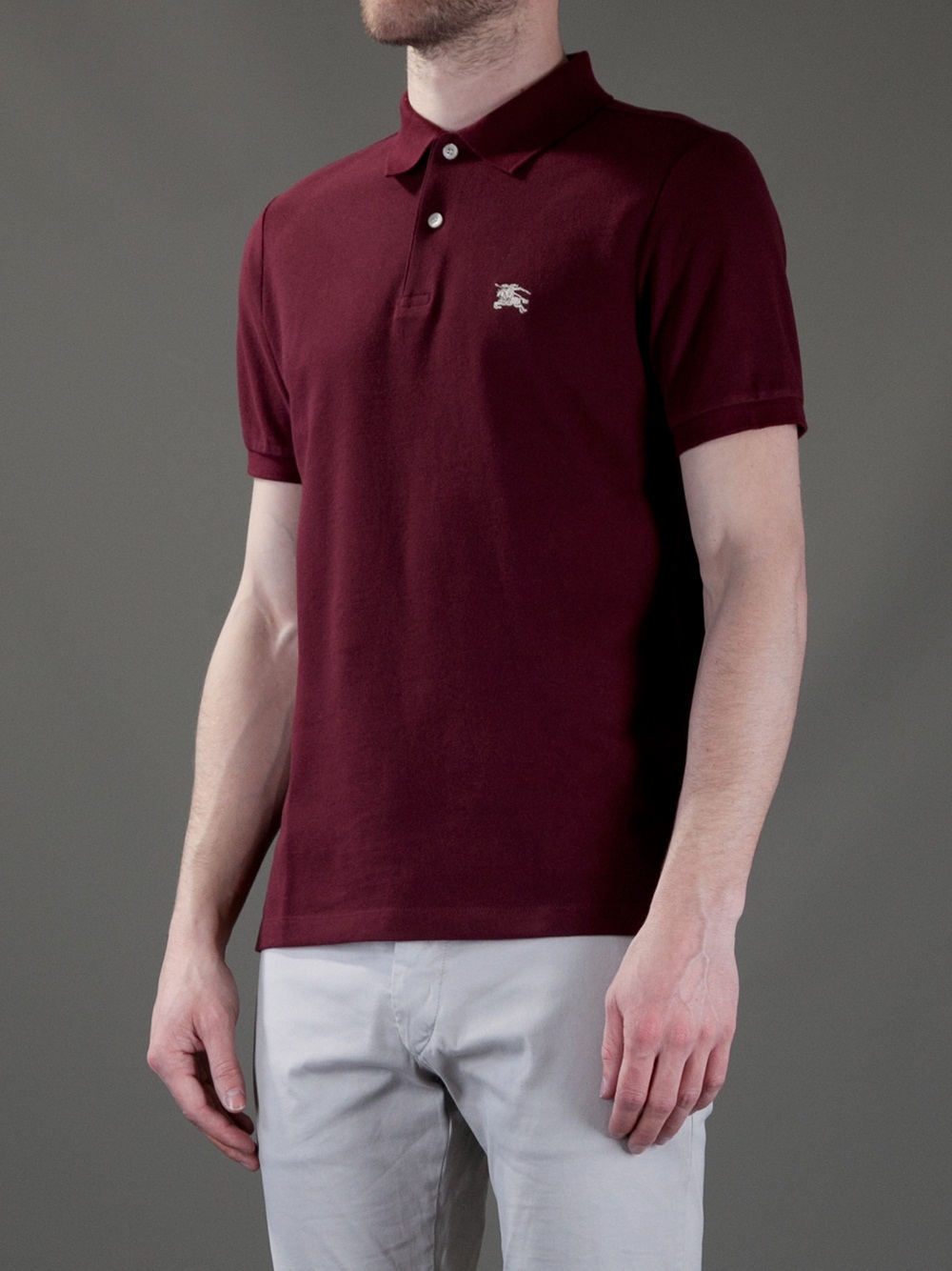 burgundy burberry polo