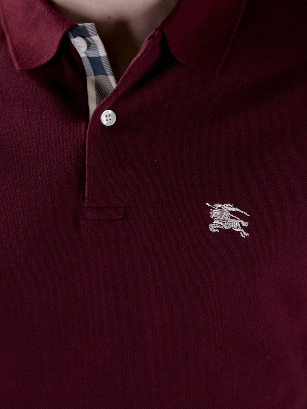 burgundy burberry polo shirt