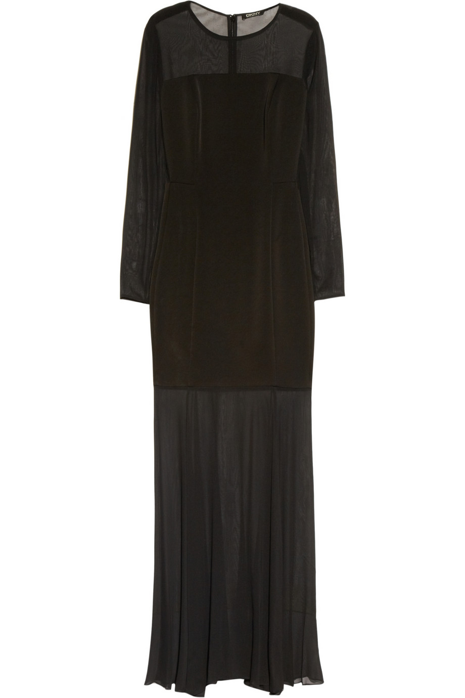DKNY Stretchsilk Chiffon and Crepe Gown in Black - Lyst