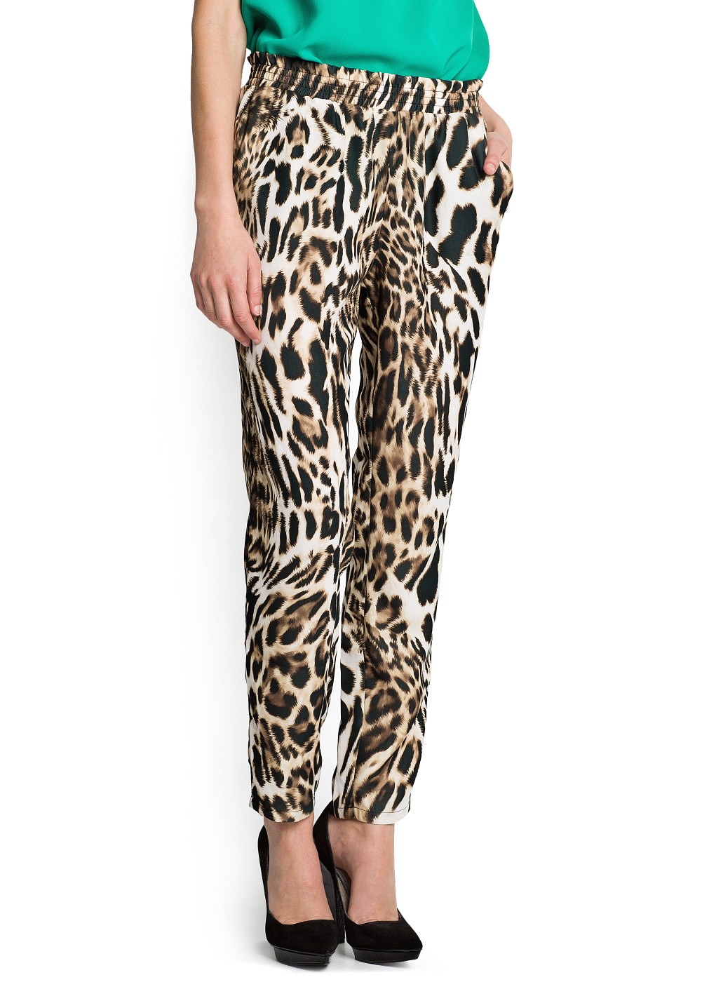 leopard print side stripe trousers