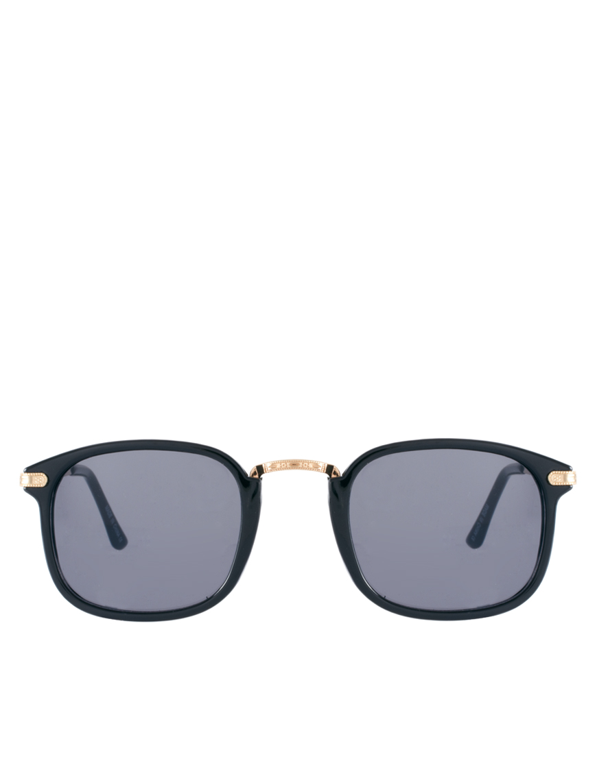 Lyst - Asos Small Square Sunglasses with Vintage Look Frame in Black ...
