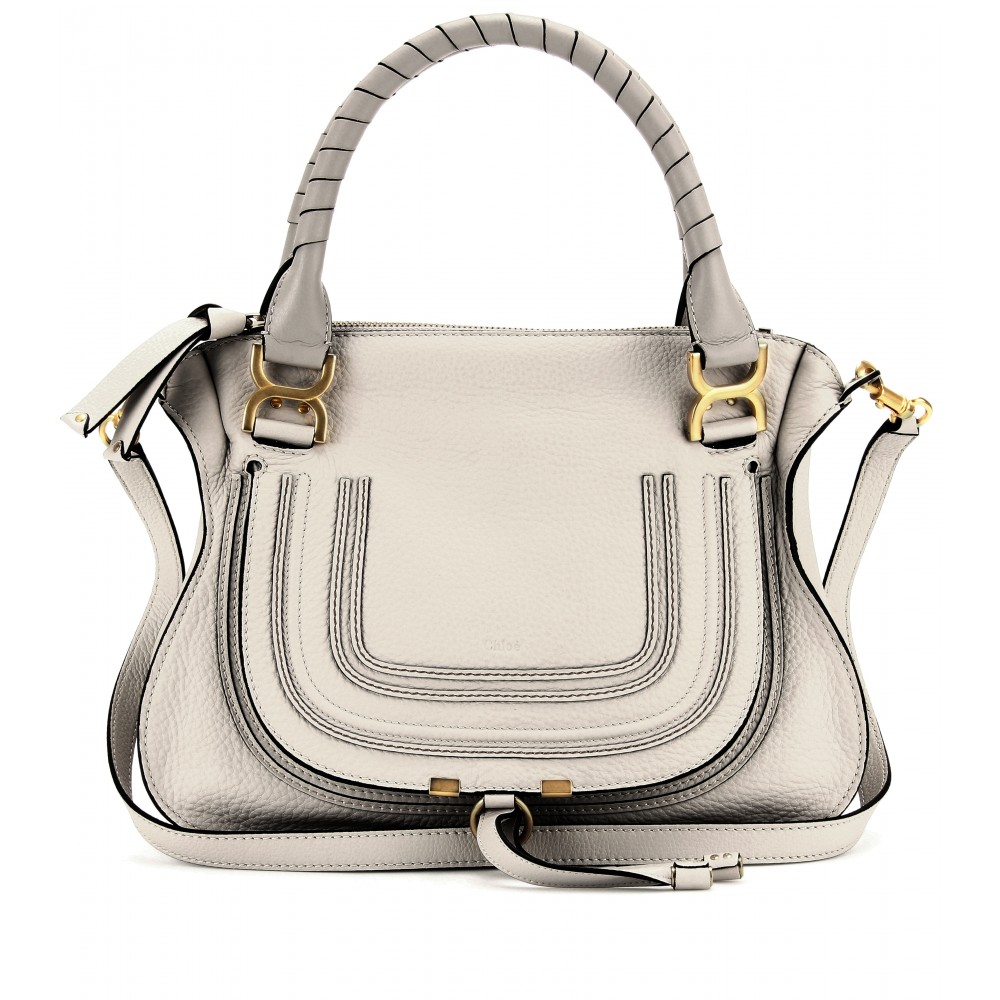 Chlo Marcie Medium Leather Handbag in White (dove) | Lyst  