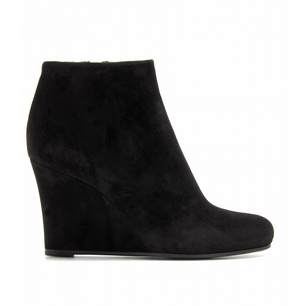 Jil Sander Suede Wedge Ankle Boots in Black - Lyst