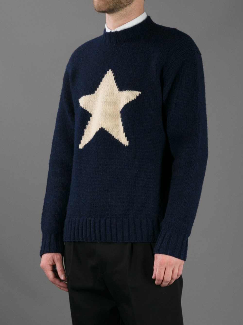 Polo Ralph Lauren Contrast Star Patch Sweater in Blue for Men | Lyst