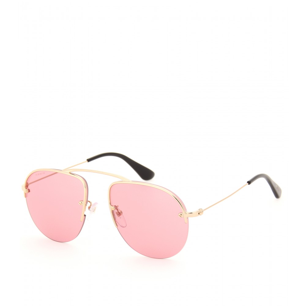 Prada Teddy Aviator Style Sunglasses in Metallic Lyst