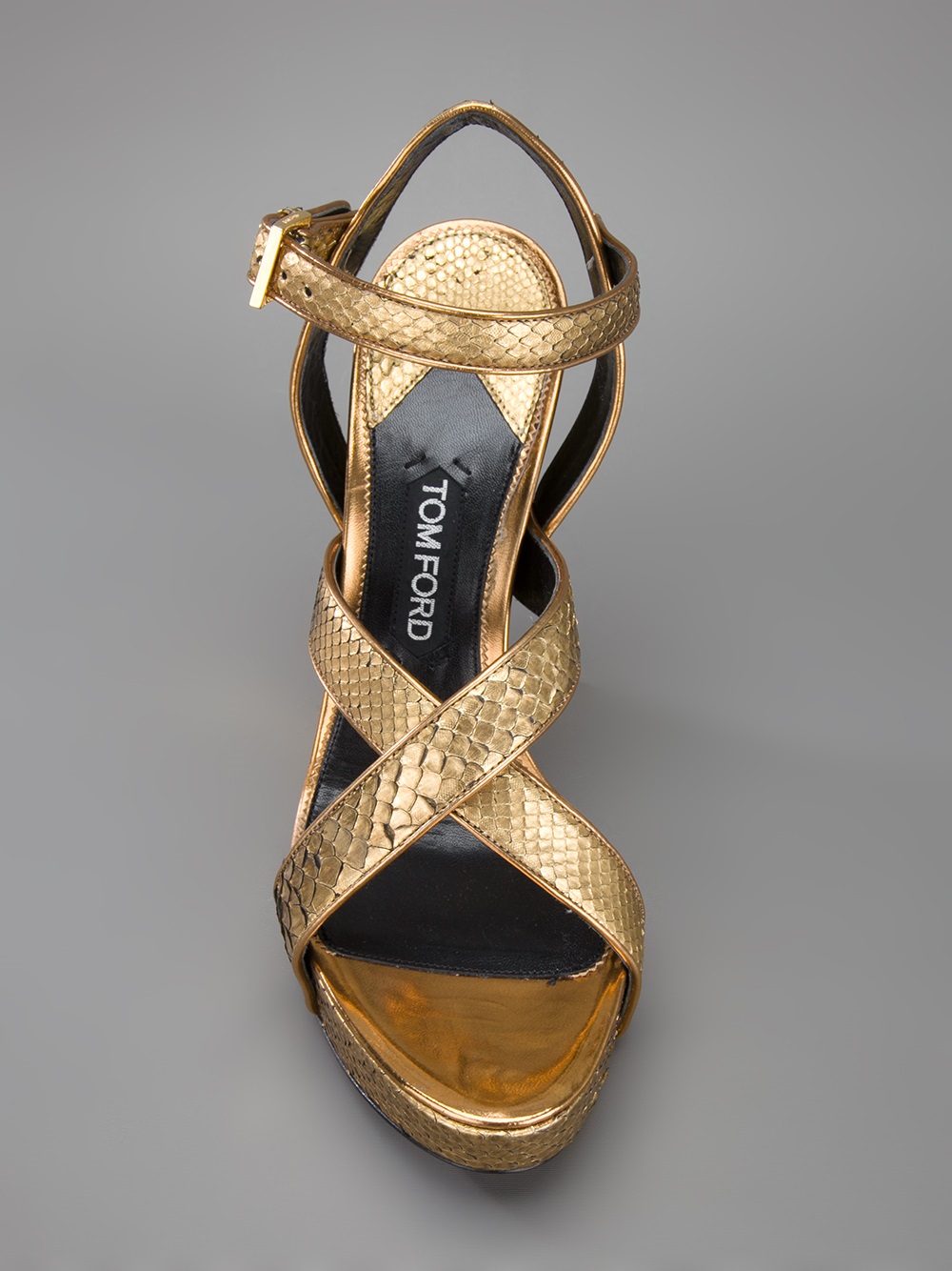 Tom Ford Metallic Wedge Sandal in Gold (Brown) - Lyst
