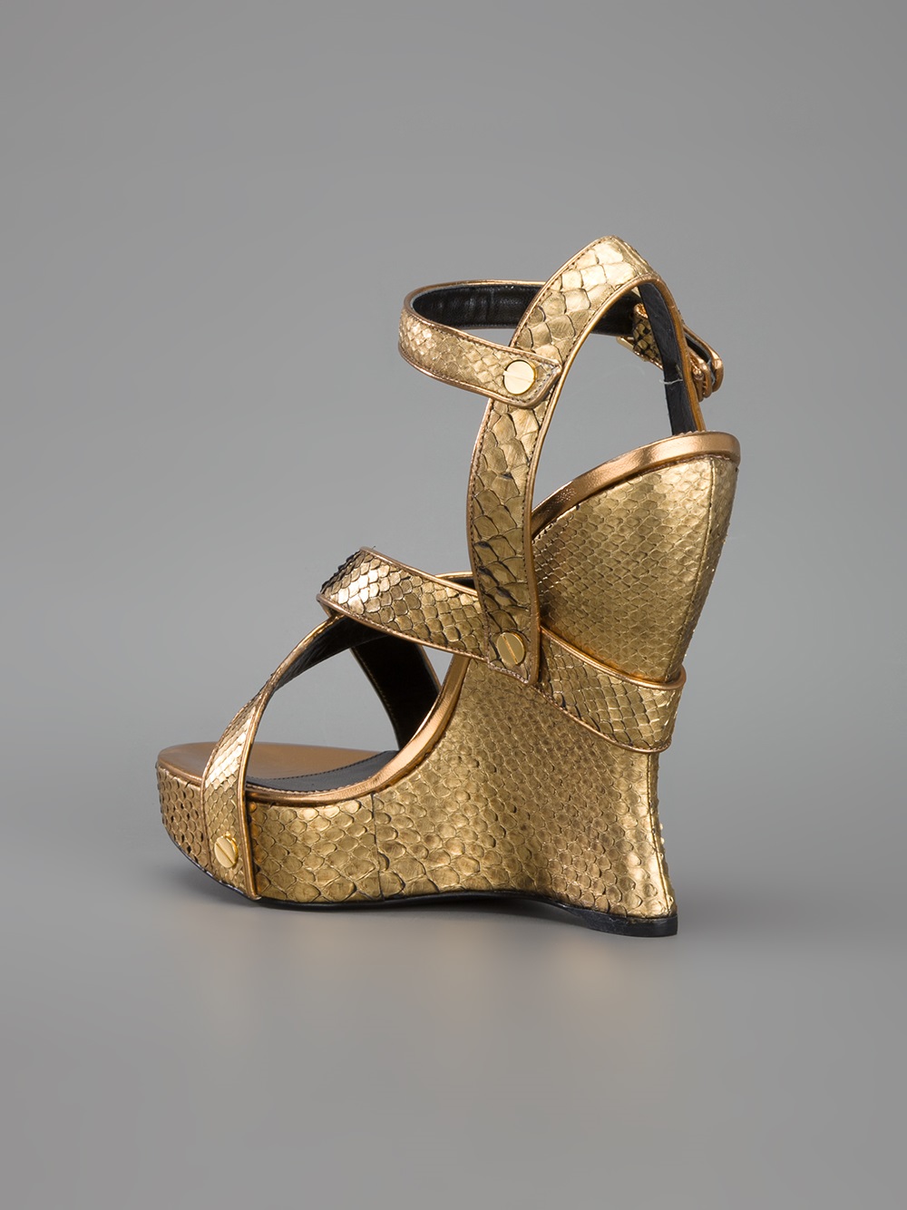 Tom Ford Metallic Wedge Sandal in Gold (Brown) - Lyst