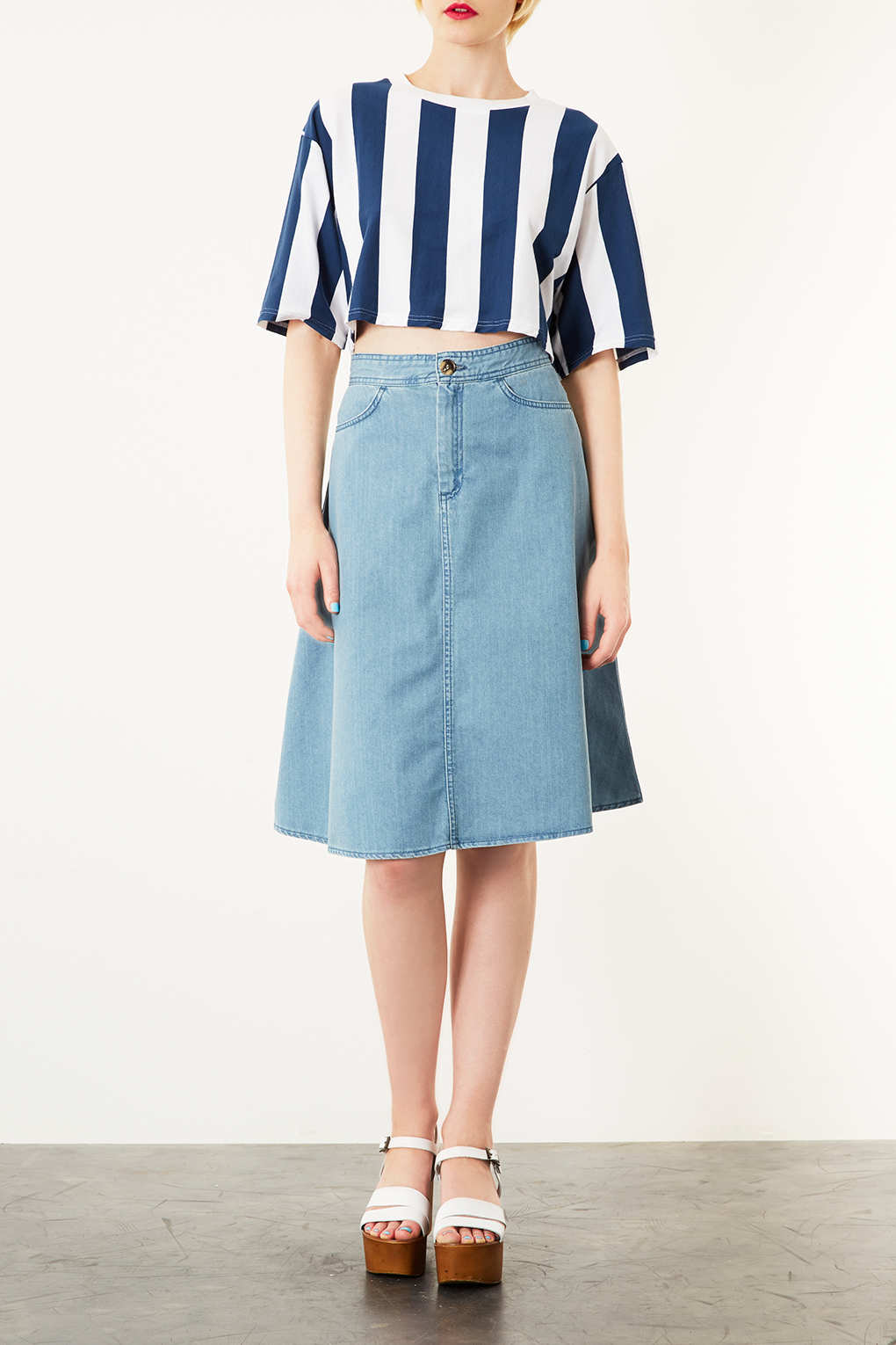 topshop denim midi skirt