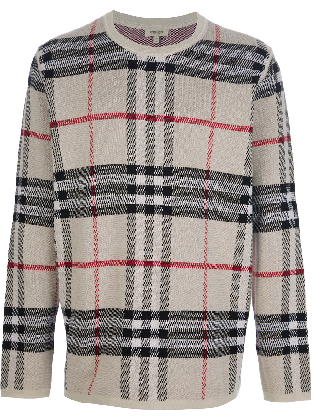 Burberry Checked Print Sweater in Beige (Natural) for Men - Lyst