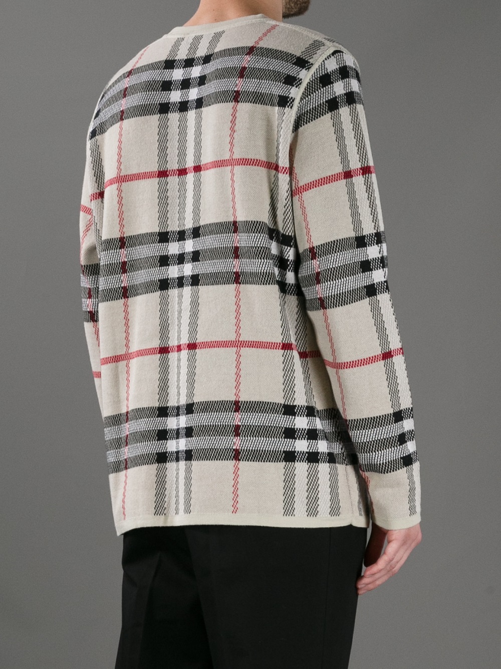 Burberry Checked Print Sweater in Beige (Natural) for Men - Lyst