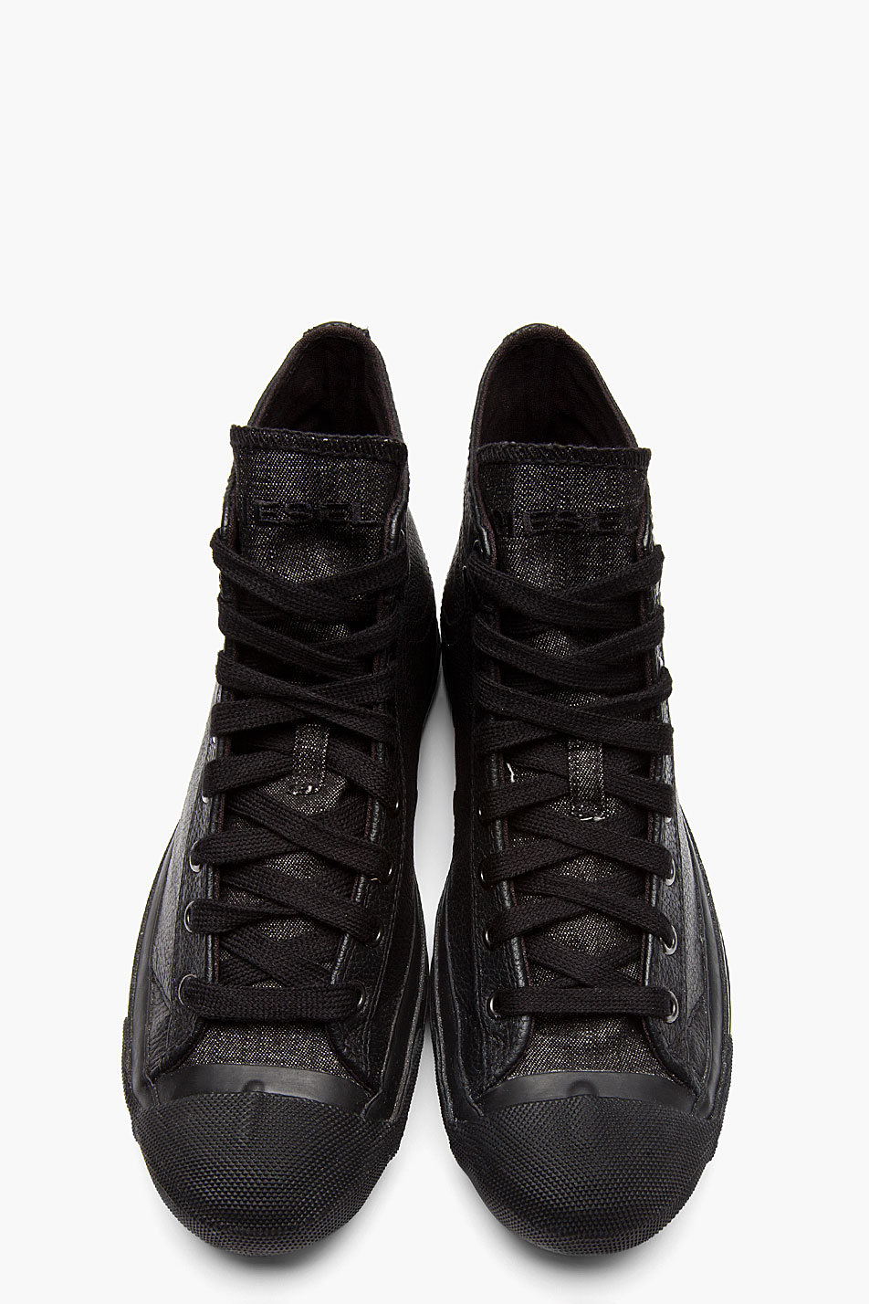 DIESEL Black Leather Exposure High-top Sneakers for Men | Lyst