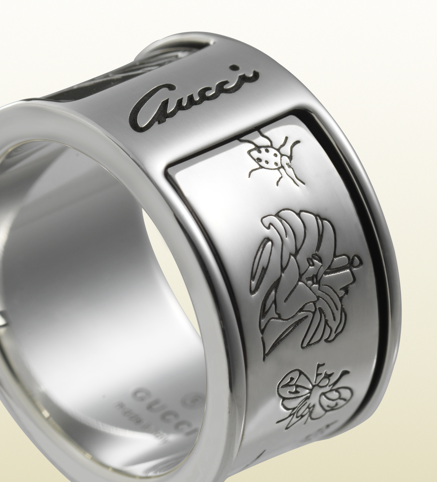 Gucci Flora Ring In Sterling Silver in Metallic for Men - Lyst
