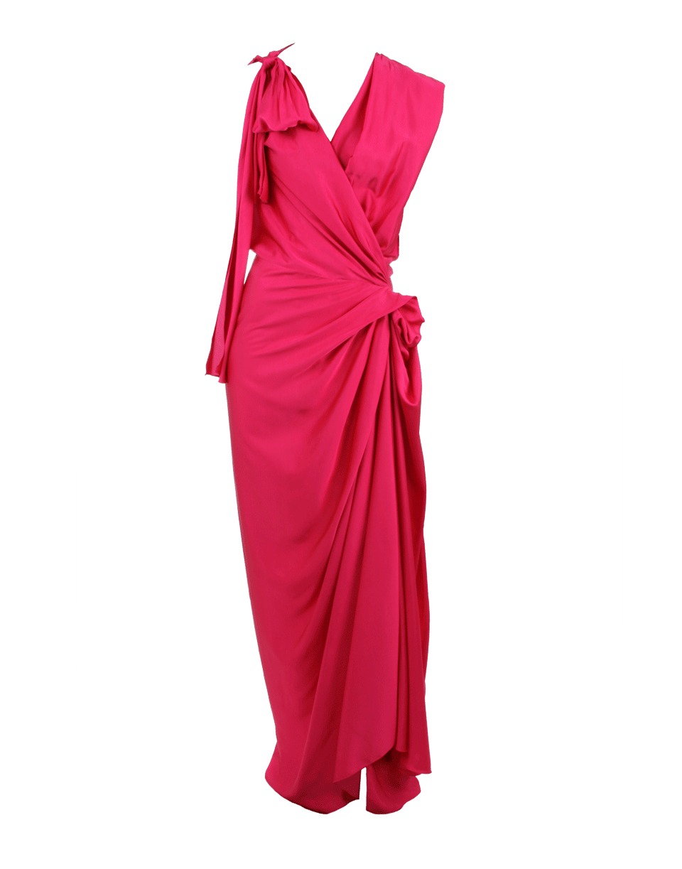 Lyst - Lanvin Ruched Wrap Gown in Pink