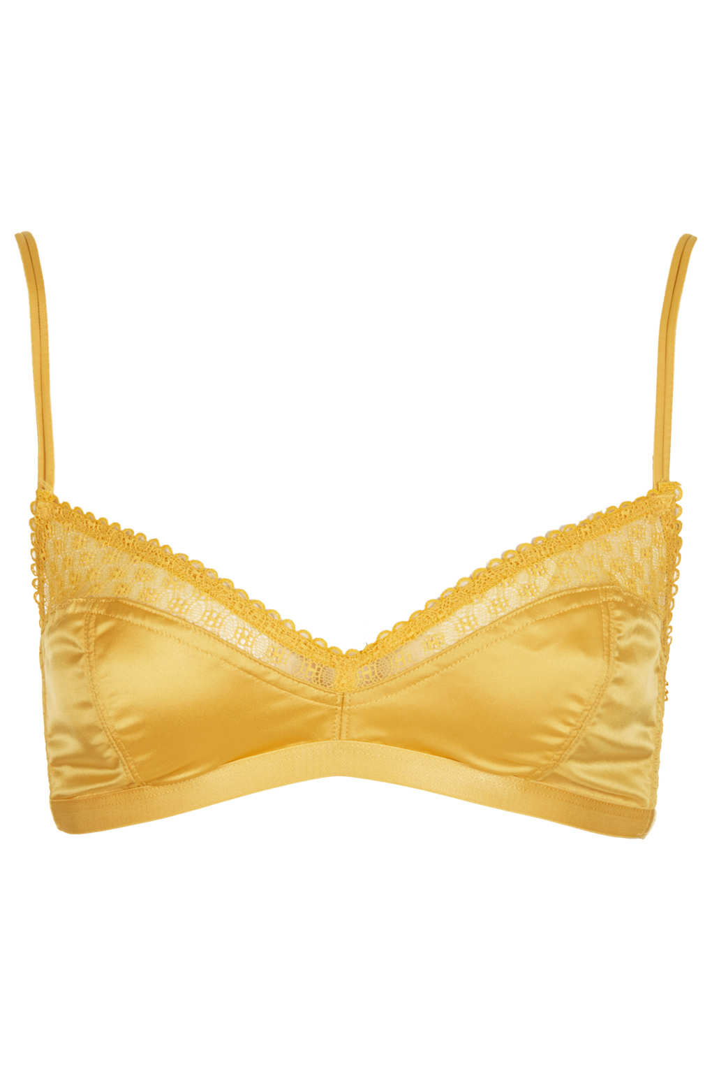 TOPSHOP Satin and Lace Soft Bra in Mustard (Yellow) - Lyst