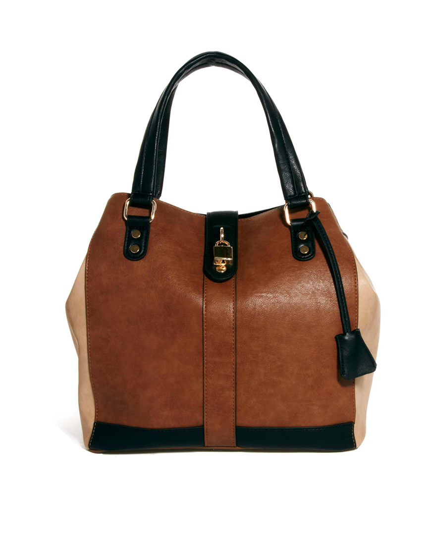 Asos Shoulder Bag with Padlock Tab in Brown Lyst