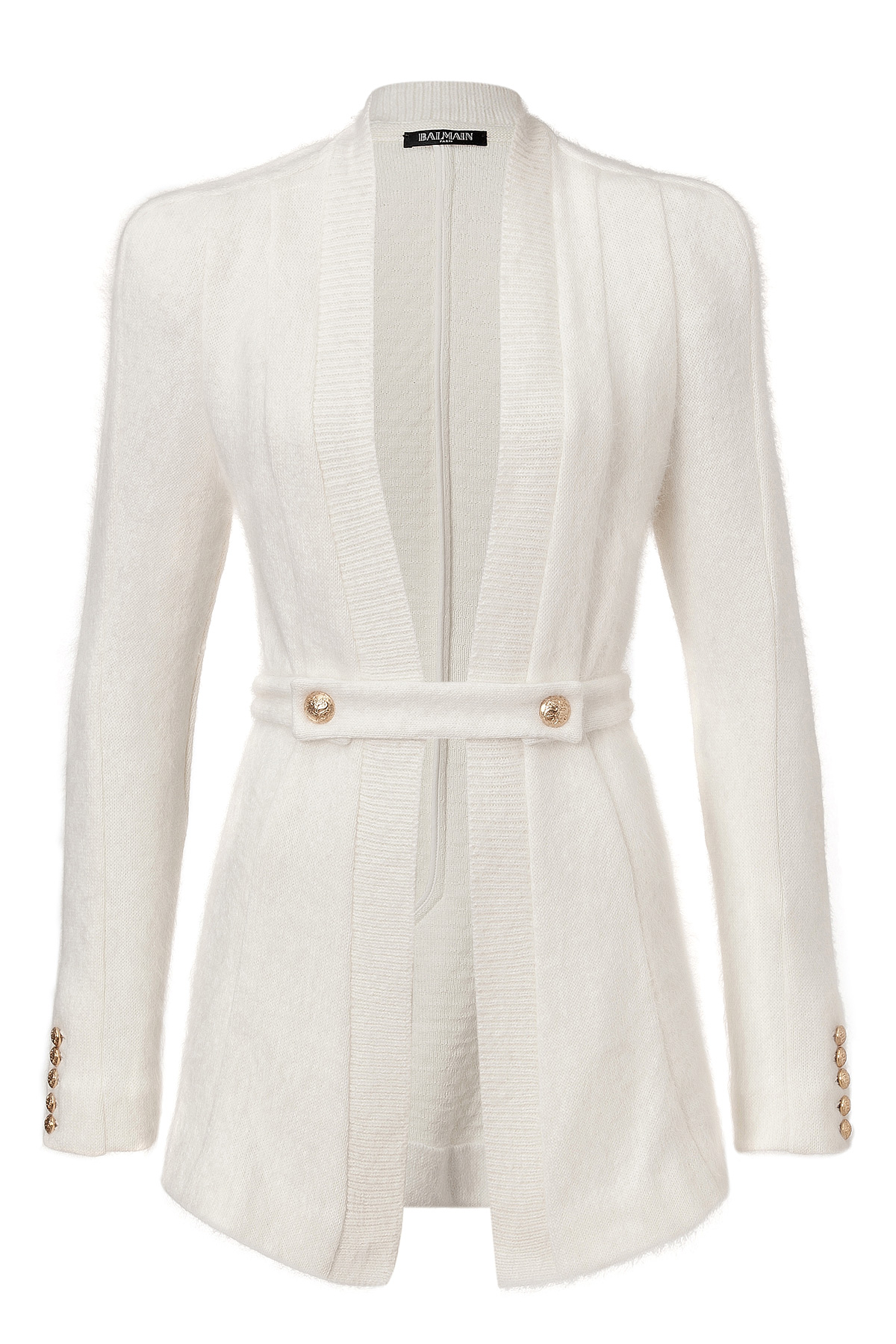 Balmain Angora Wool Belted Cardigan in Ivory in White Lyst