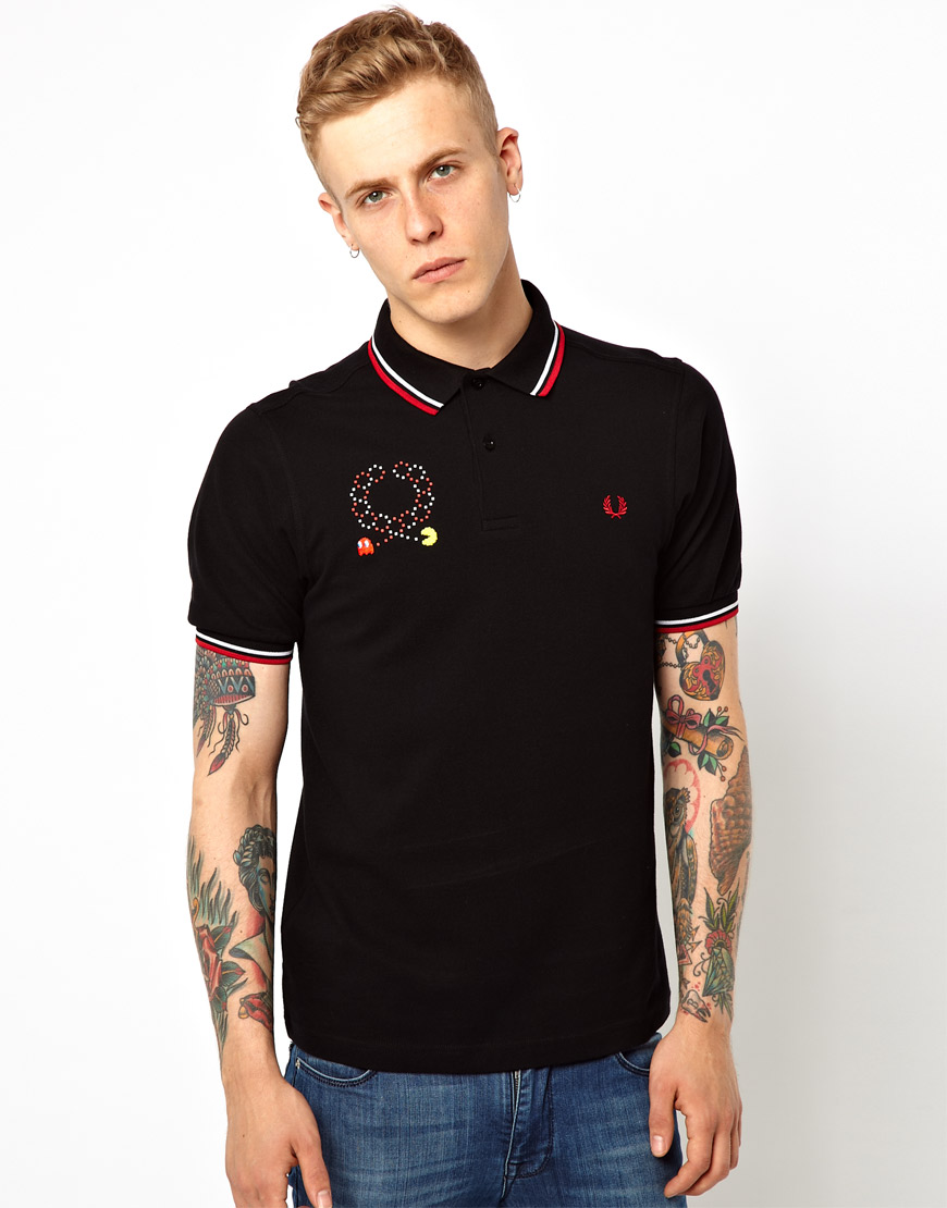 Fred Perry Pac Man Polo in Black for Men - Lyst