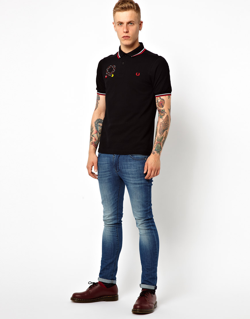 Fred Perry Pac Man Polo in Black for Men - Lyst