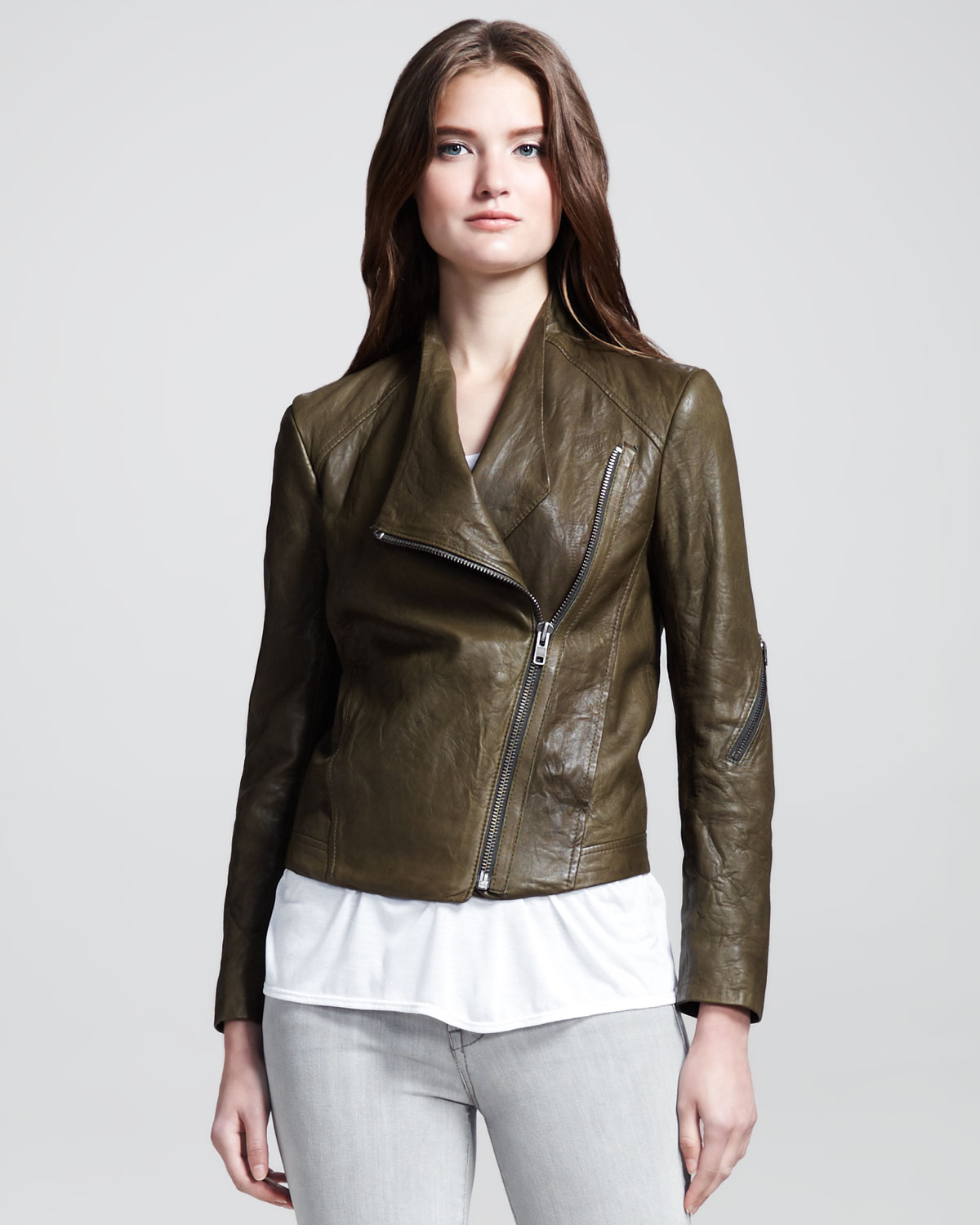 Lyst - Helmut Crinkled Leather Moto Jacket in Brown