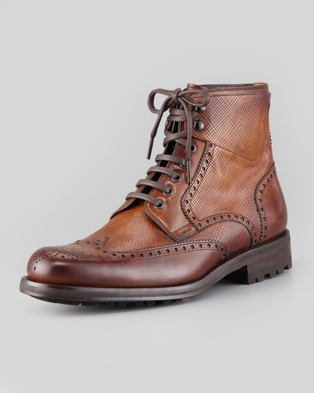 Lyst - Saks Fifth Avenue Grainsmooth Leather Wingtip Boot Brown in ...