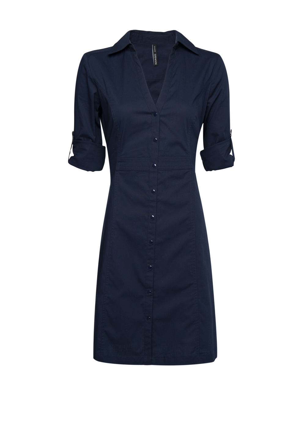 Lyst - Mango Fitted Stretch-Cotton Shirt Dress in Blue