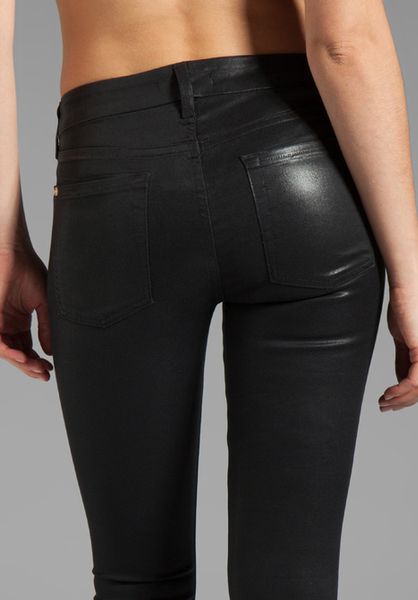 7 For All Mankind The High Gloss Skinny in High Shine Black in Black ...