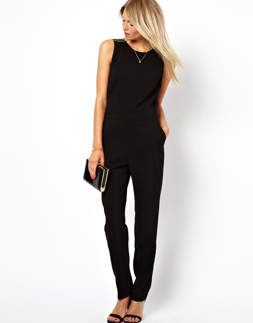 ASOS Chic Jumpsuit with Open Back in Black - Lyst