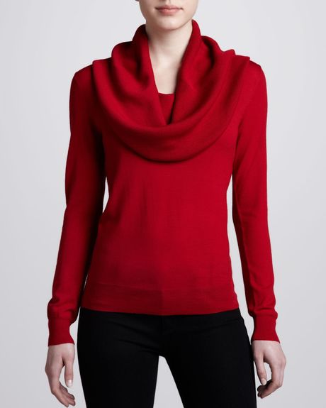 Michael Kors Cowl Neck Sweater in Red (CRIMSON) | Lyst